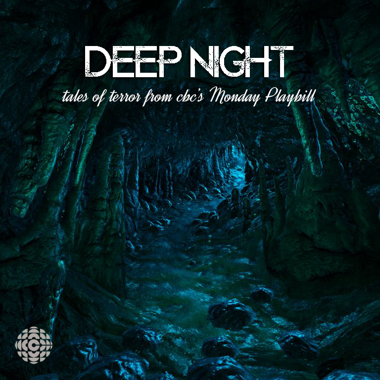 Deep Night CBC promotional image showing dark forest and radio tower