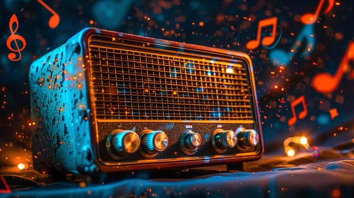 Vintage radio with eerie glow
